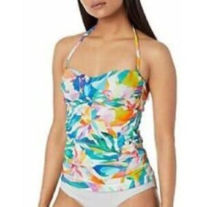 La Blanca Green Tie dye Twist Front Tankini Swimsuit Top